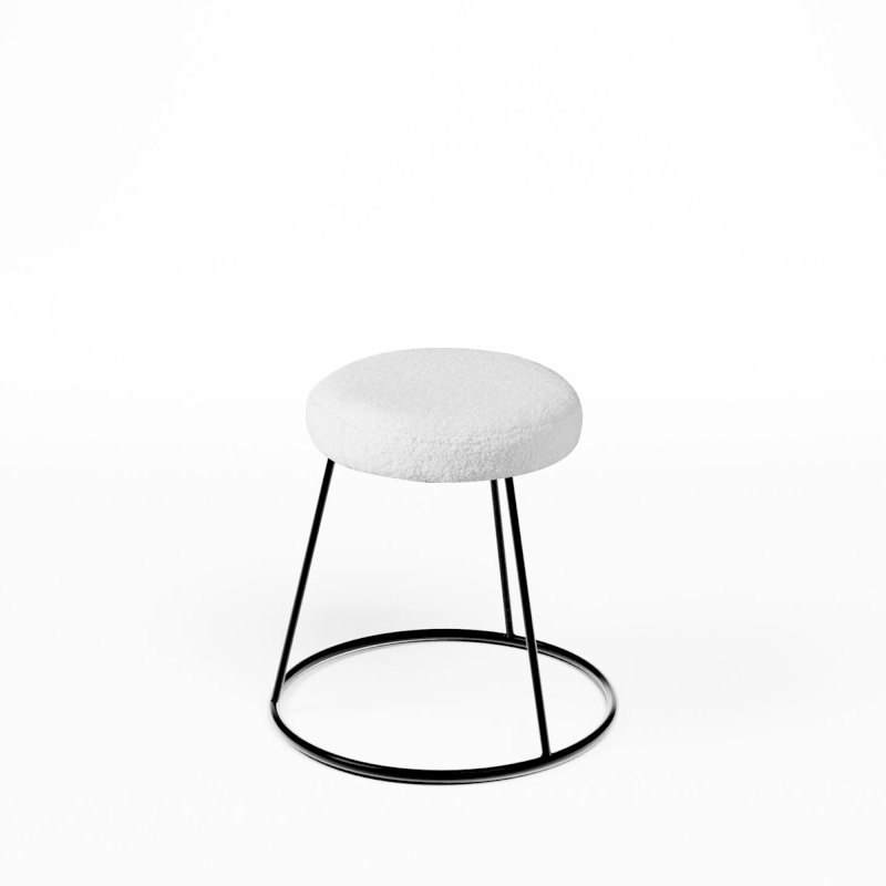 Black Chrome Spire Stool - White Teddy Pad