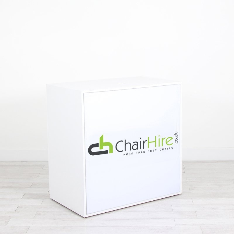 Illuminated Reception Counter White 1000 x 600 x 1000 with Graphics