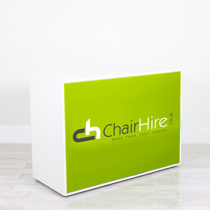 Illuminated Reception Counter White 1400 x 600 x 1000 with Graphics