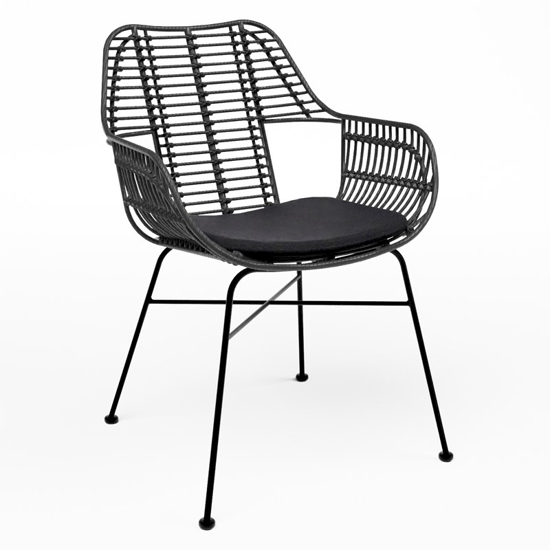 Miami Armchair - Black with Black Cushion