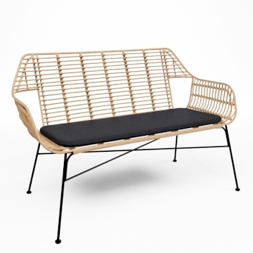 Miami Bench - Natural With Black Pad Miami Bench - Natural With Black Pad