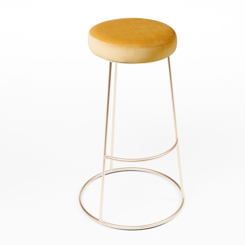 Rose Gold Chrome Spire Stool - Gold Pad
