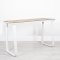 Utah Double Poseur Table - White Base Natural Oak Top