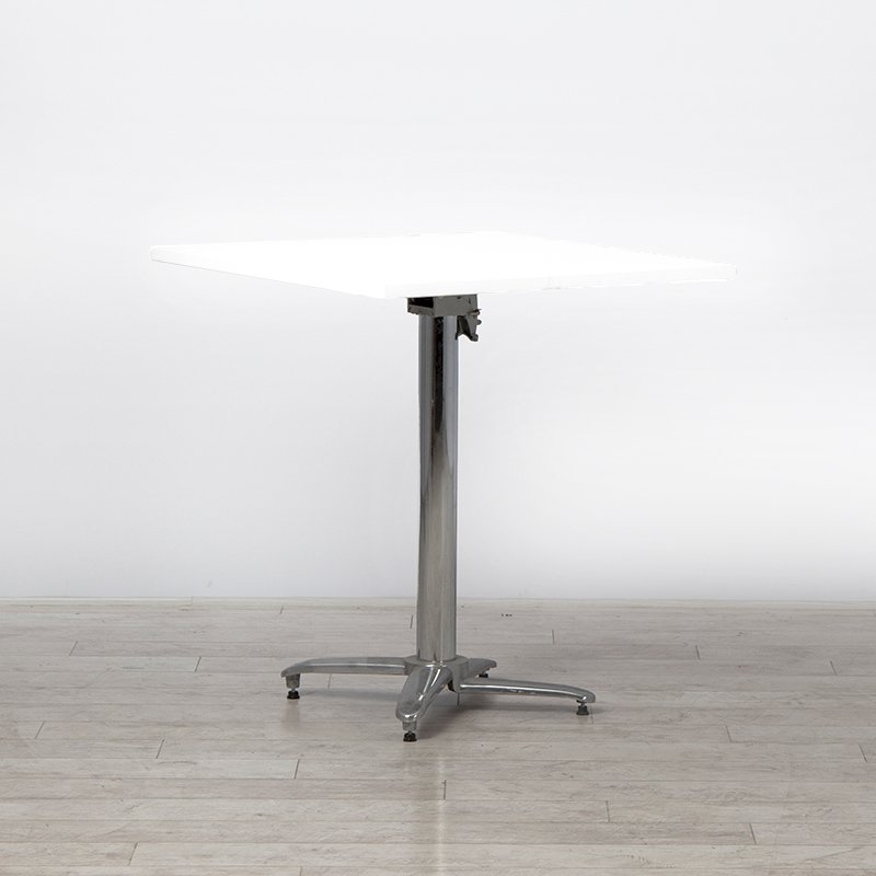 680mm White Square Bistro Table (Chrome Base)