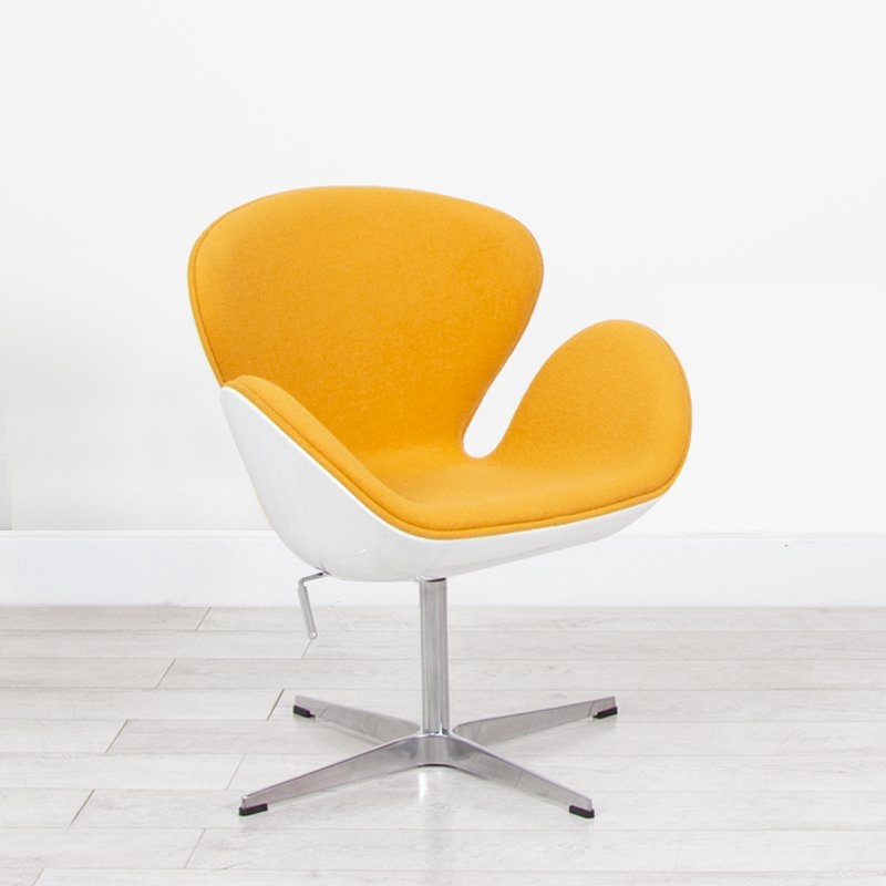 White Swan Chair - Yellow Fabric
