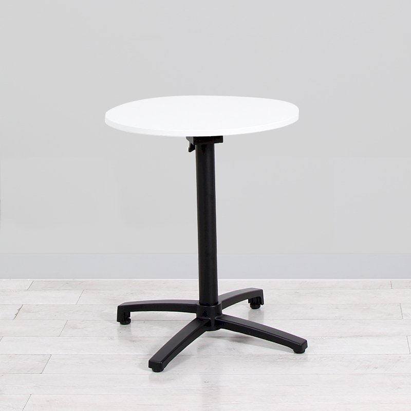 600mm White Round Bistro Table - Black Frame