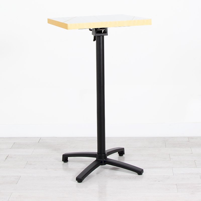 600mm White Marble Square Poseur Table - Black Frame