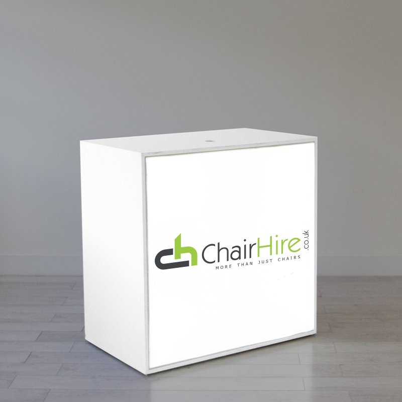 Illuminated Reception Counter White 1000 x 600 x 1000 with Graphics