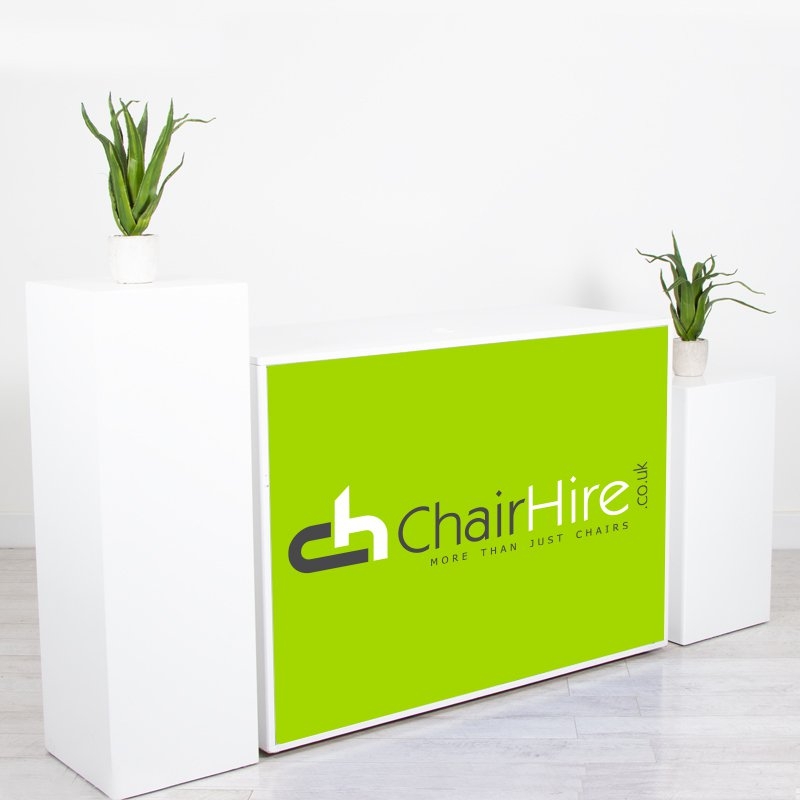 Illuminated Reception Counter White 1400 x 600 x 1000 with Graphics