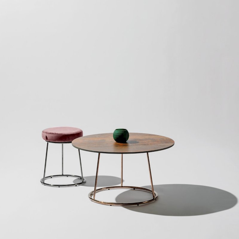 Black Chrome Low Spire Stool - Pink Pad