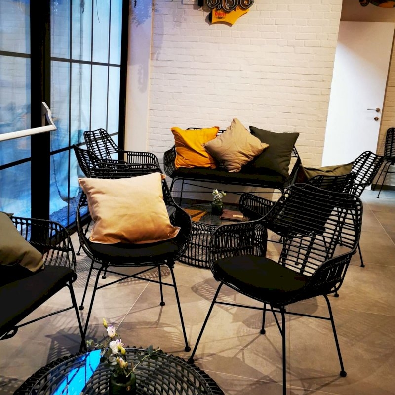 Miami Armchair - Black with White Cushion