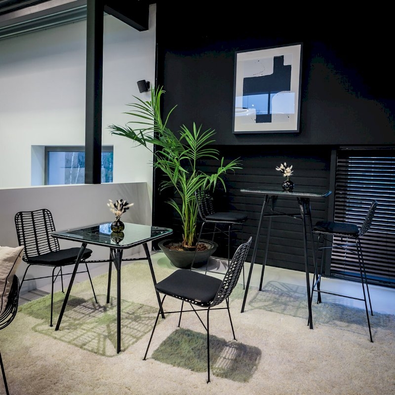 Miami Bar Stool - Black with Black Cushion