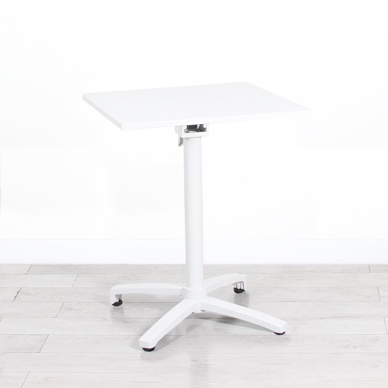 600mm White Square Bistro Table - White Frame