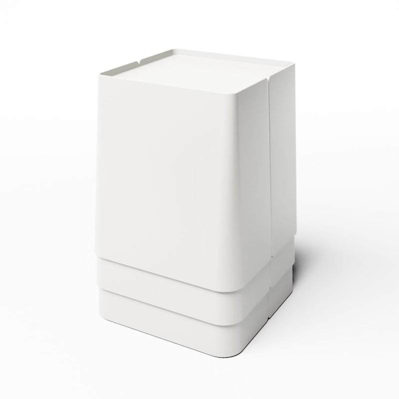 White Bric Stool - Black Fabric Top