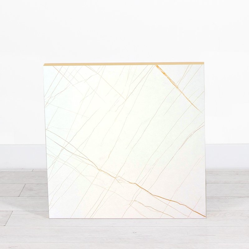 600mm White Marble Square Bistro Table - White Frame