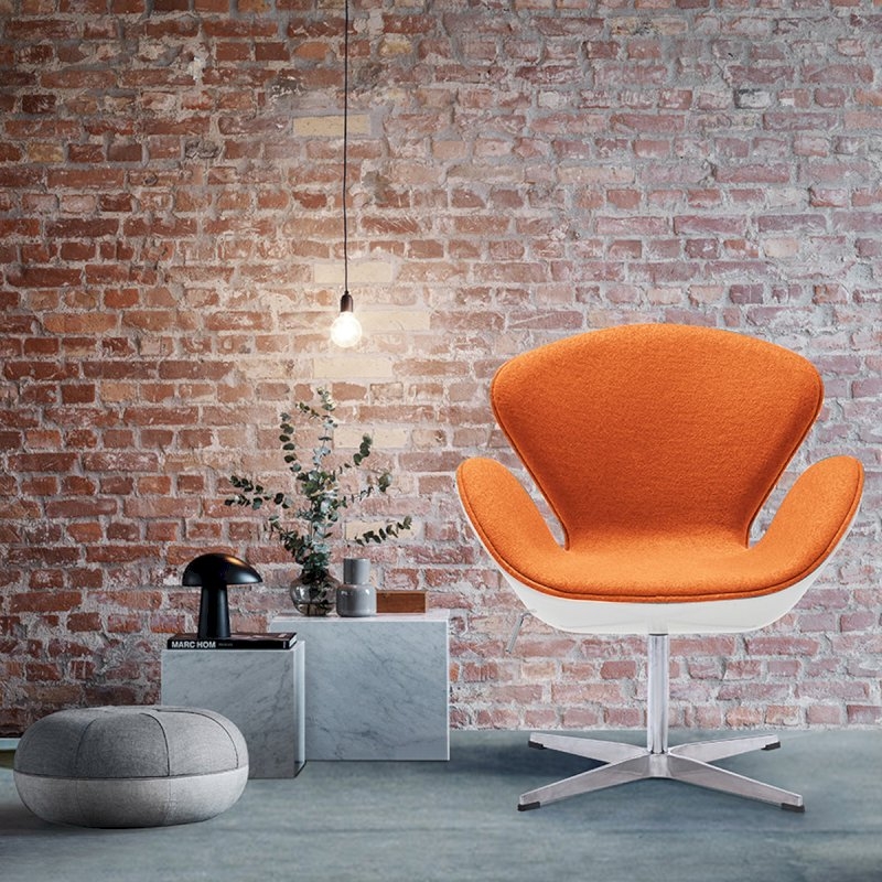 White Swan Chair - Orange Fabric