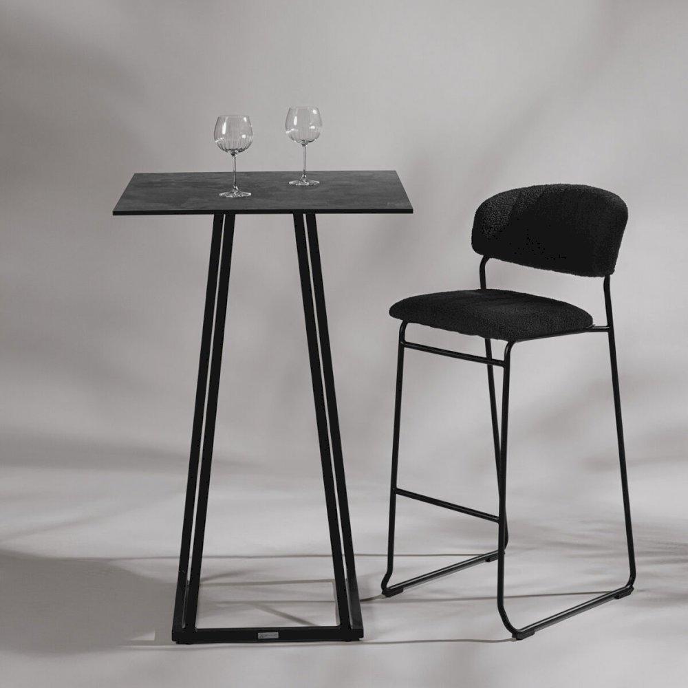 Featured: Black Ski stool with a Dallas black square poseur table.