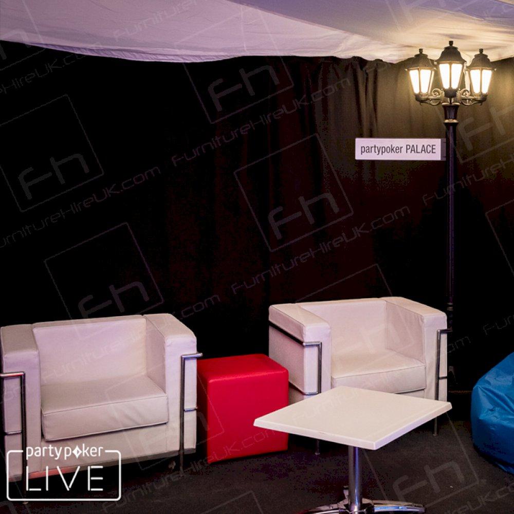 Create themed areas with soft seating and coffee tables.