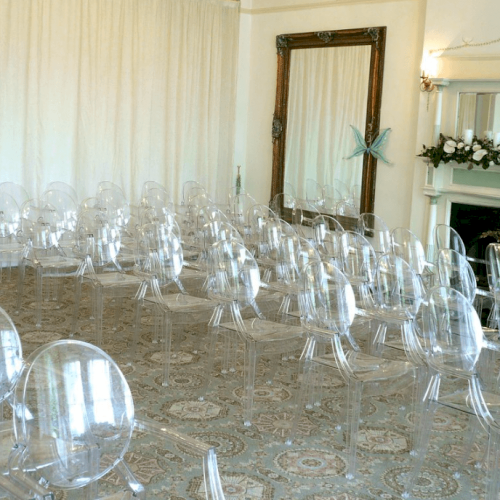 Wedding Reception with Ghost Victoria Chairs