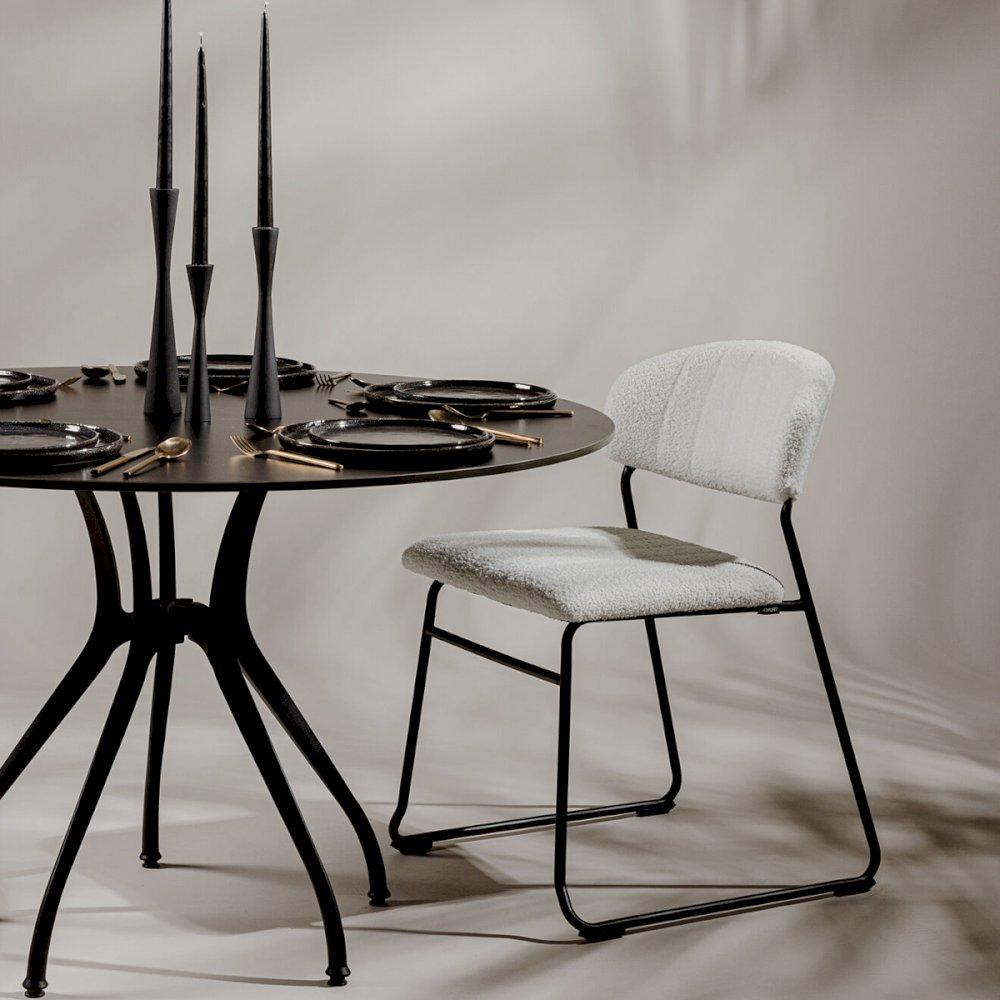 Featured: White Ski chair. Also available in black and as stools.