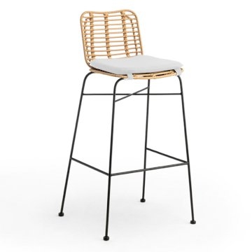 Miami Bar Stool - Natural with White Cushion Miami Bar Stool - Natural with White Cushion