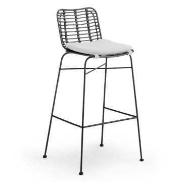 Miami Bar Stool - Black with White Cushion Miami Bar Stool - Black with White Cushion