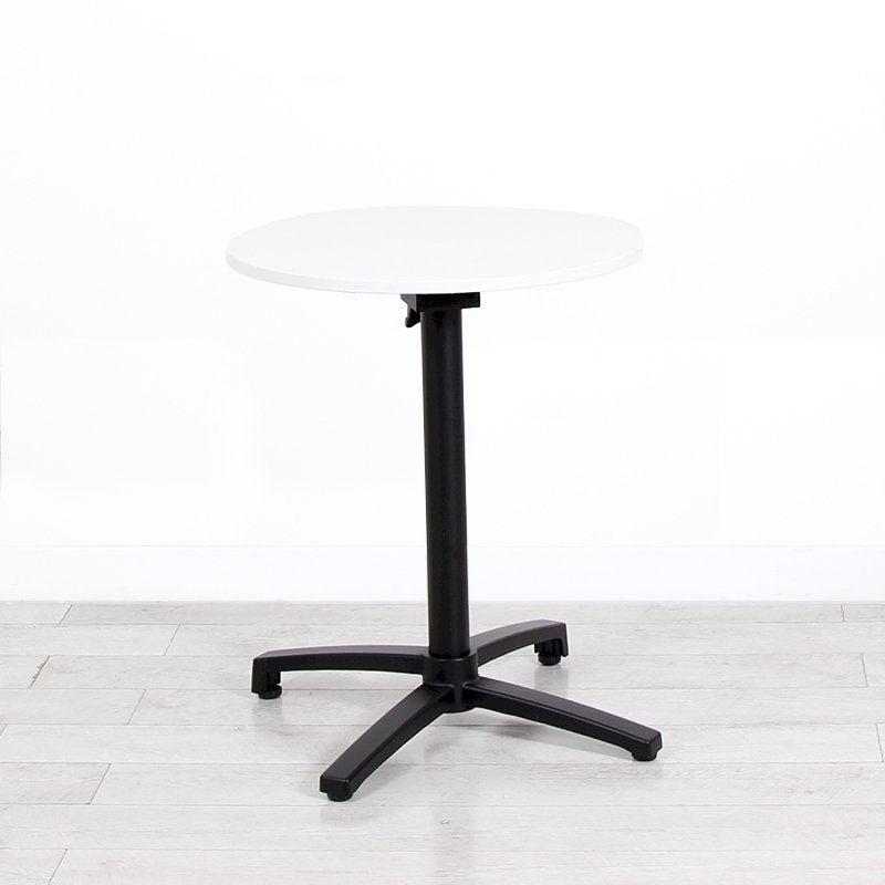 600mm White Round Bistro Table - Black Frame