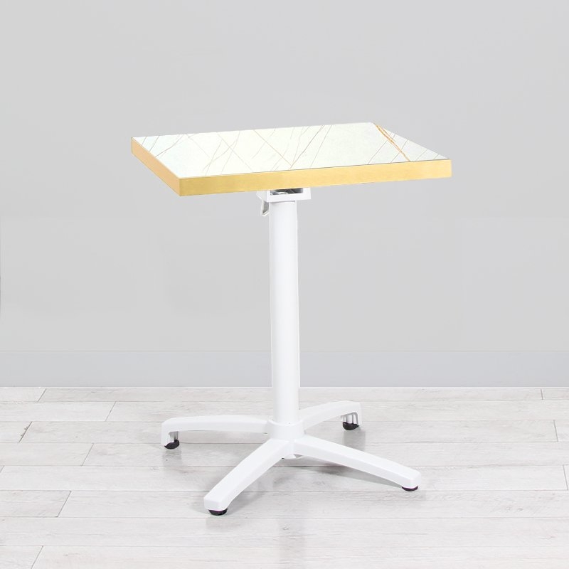600mm White Marble Square Bistro Table - White Frame