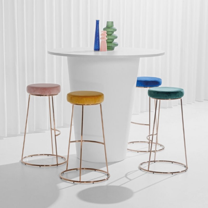 Rose Gold Chrome Spire Stool - Gold Pad