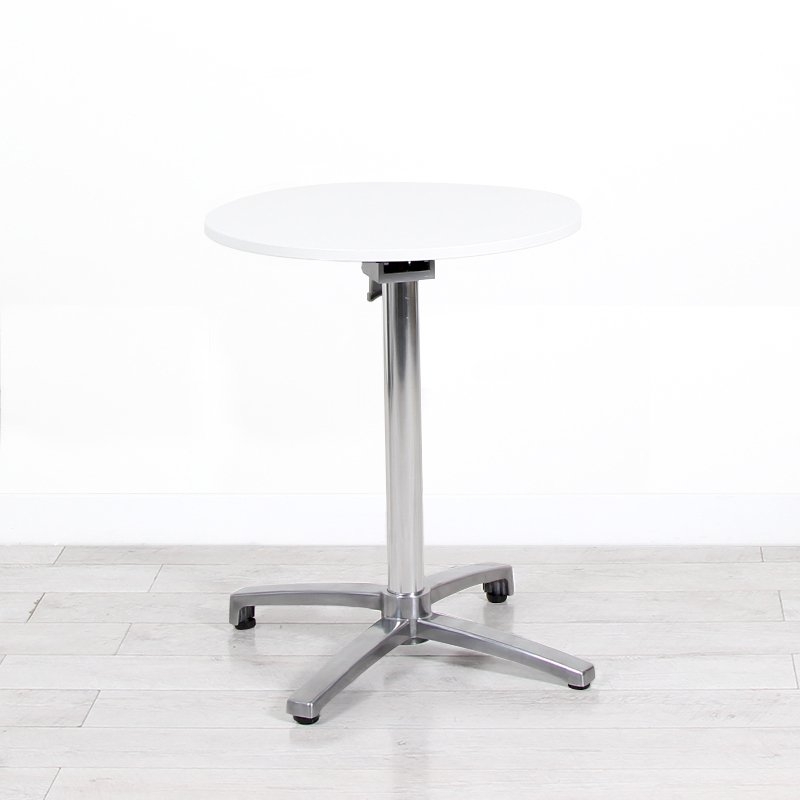 600mm White Round Bistro Table - Chrome Frame