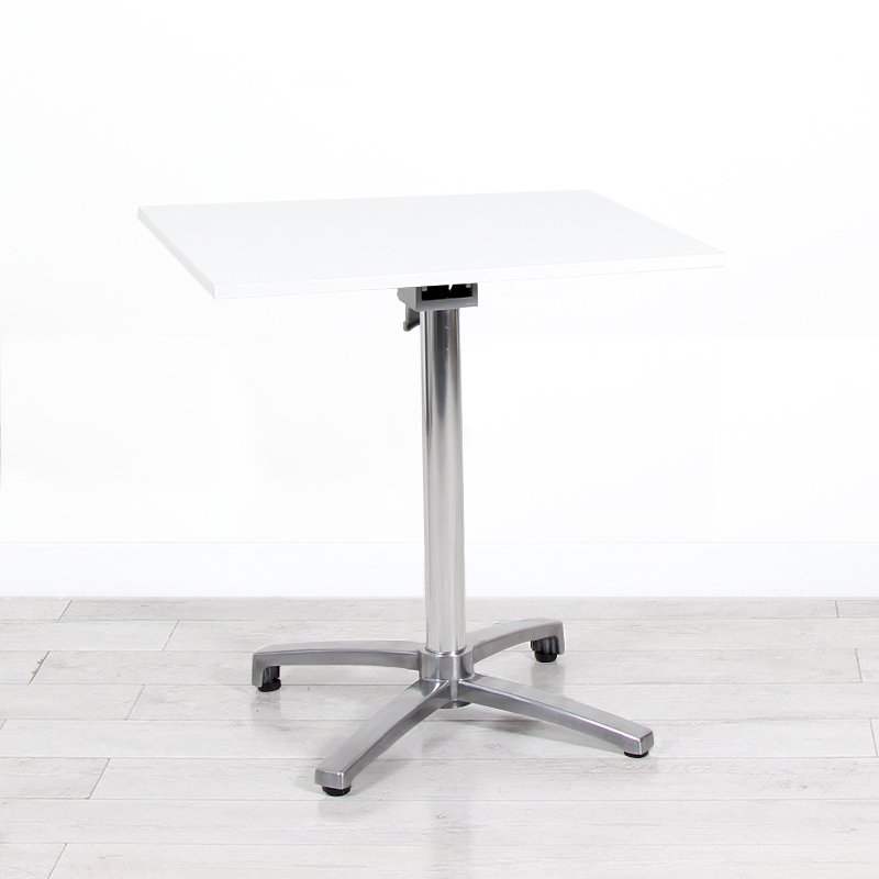 700mm White Square Bistro Table - Chrome Frame