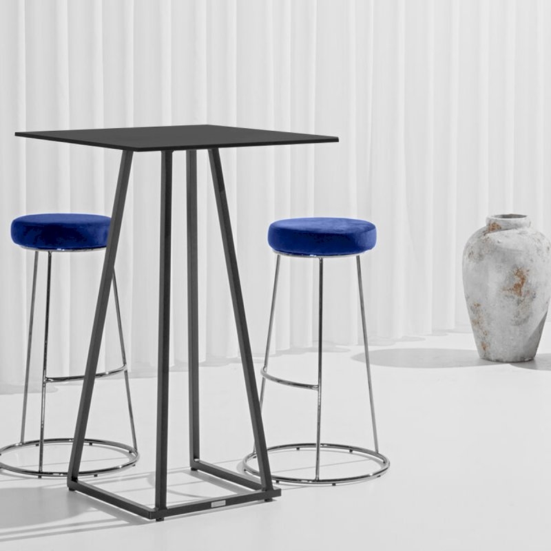Black Chrome Spire Stool - Blue Pad