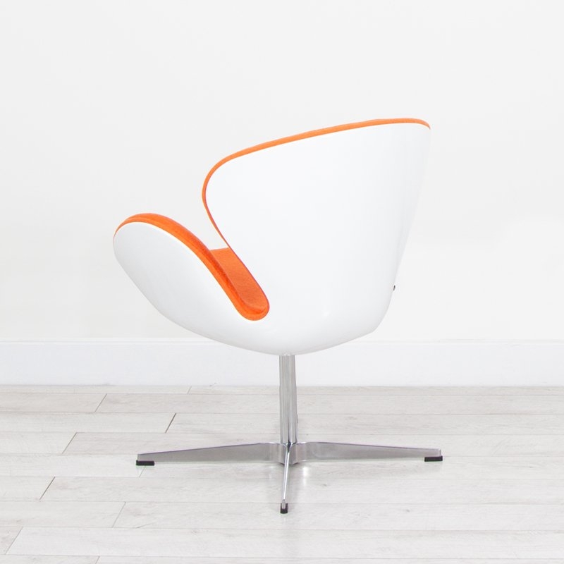 White Swan Chair - Orange Fabric