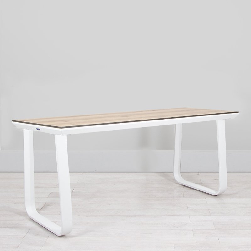 Utah Double Bistro Table - White Base Natural Oak Top