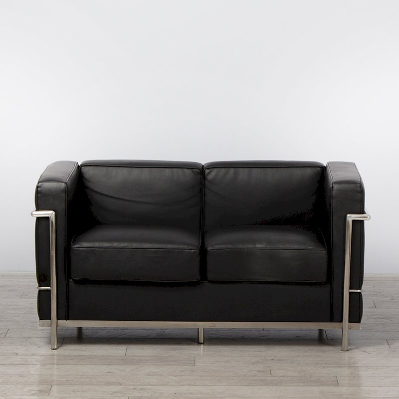 Two Seater Black Corbusier Sofa