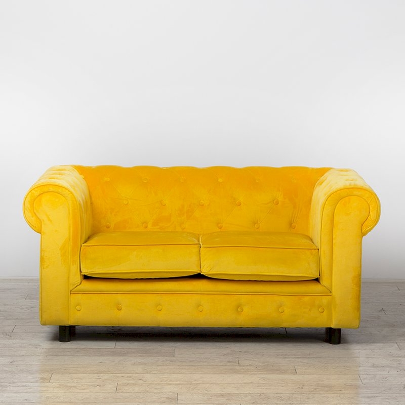 Mustard Fabric Chesterfield Sofa