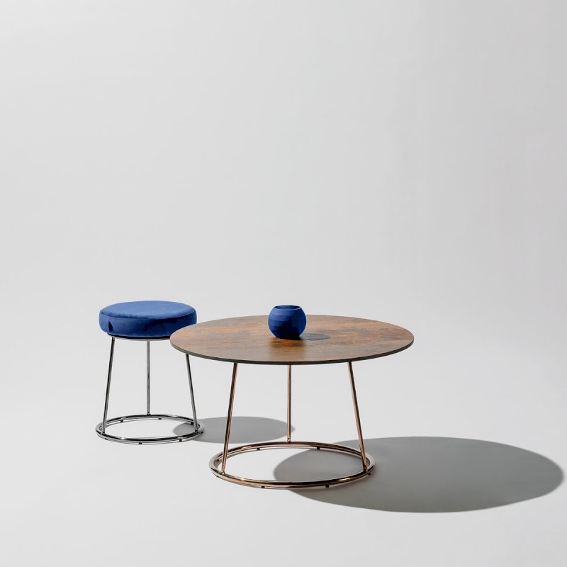 Black Chrome Low Spire Stool - Blue Pad