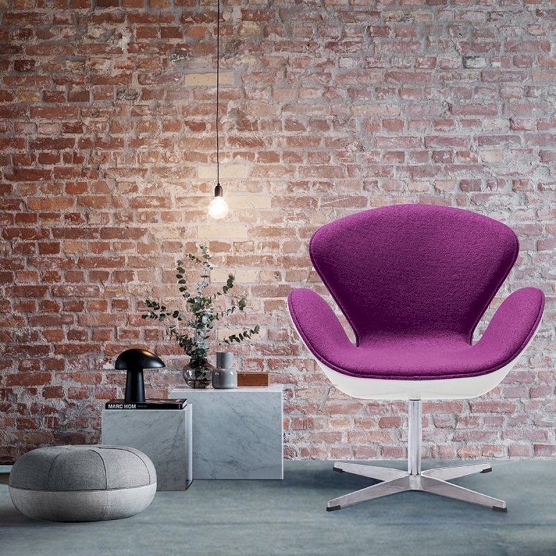 White Swan Chair - Plum Fabric