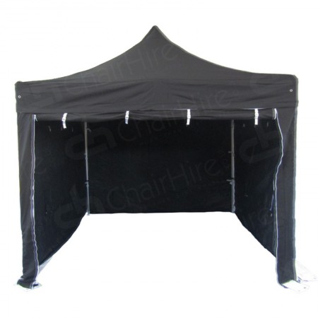 black gazebo with sides